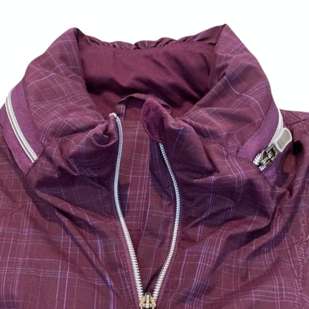 Lululemon Run Hustle Plum Purple Plaid Sz 2 Lightweight Water Resistant Jacket - Picture 8 of 11